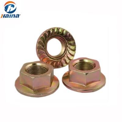 Yellow Zinc Plated Hex Flange Head Nuts DIN6923 / Flange Nuts