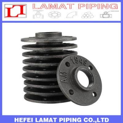 4-Holes Black Malleable Cast Iron Threaded Floor Flanges for Decoration/Shelf/DIY/Furnitures