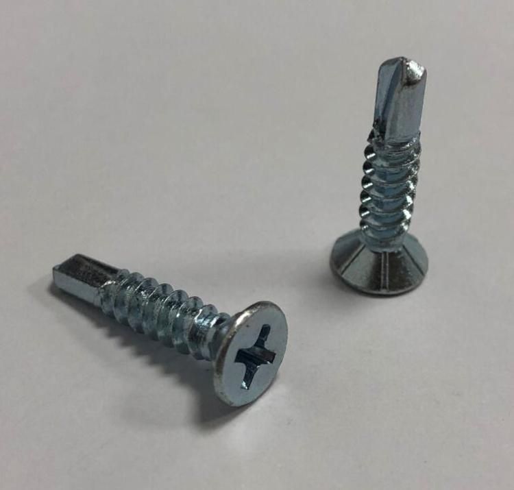 Self-Drill Screw Flat Head with 6 Nibs for PVC Window Zinc Plated