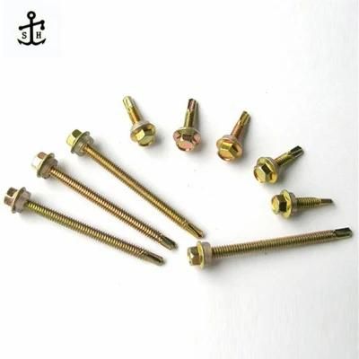 All Size Golden Color Self-Drilling Screw Machine Roofing Screws for Wood of DIN 7504K