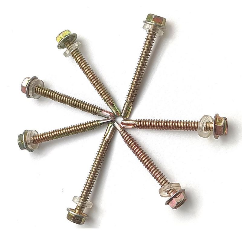 Hex and Slotted Head Galvanized Self Drilling Screw with Rubber Washer
