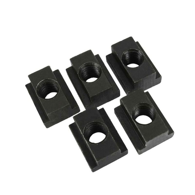 Factory Wholesales M6 Black Steel with Hole Flat T Slot Nuts