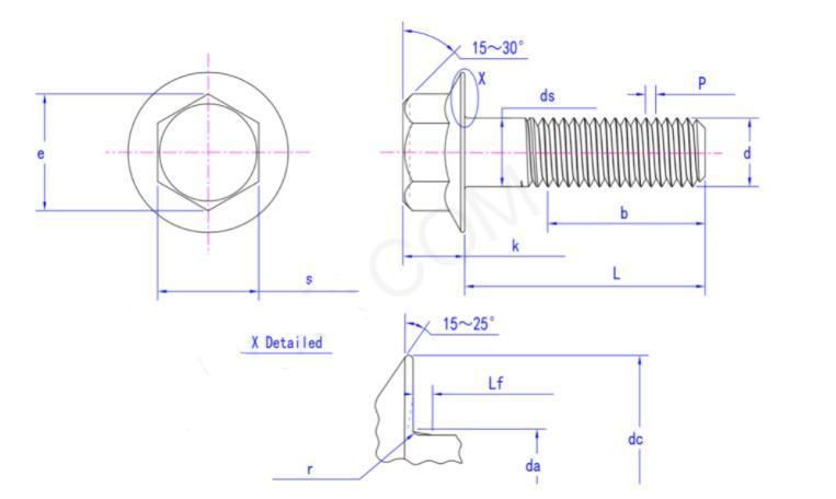 Head Stainless Steel M6 M10 Heavy Hex Flange Bolt Nut