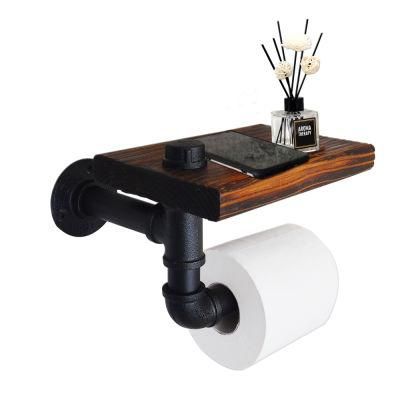 Black Toilet Paper Wall Mount Holder Roll Towel Holder Toilet Paper Holder with Shelf