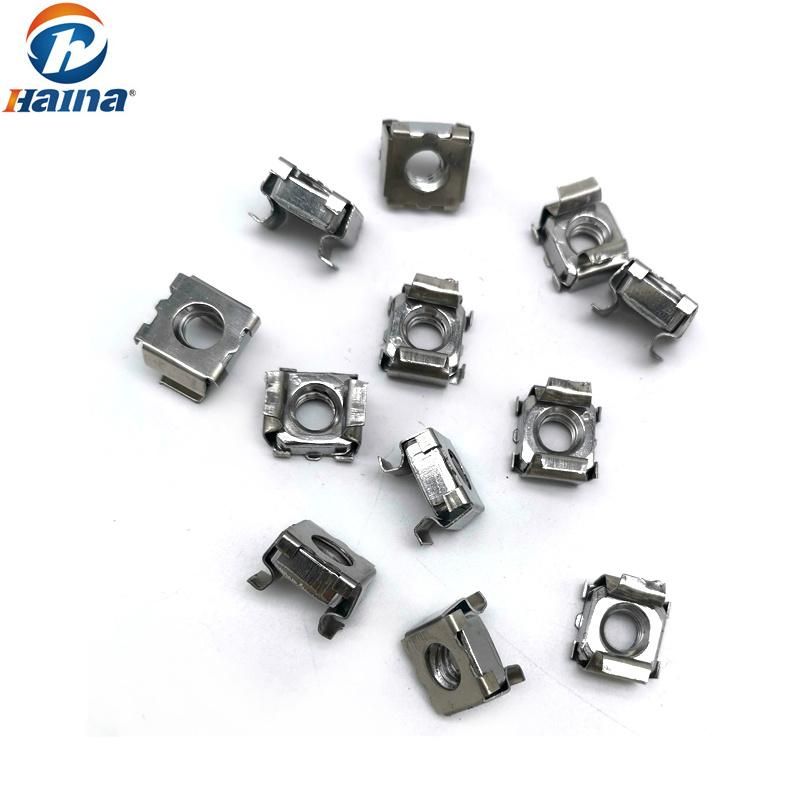 Size M6 Yellow Zinc Plated Spring Steel Square Cage Nuts