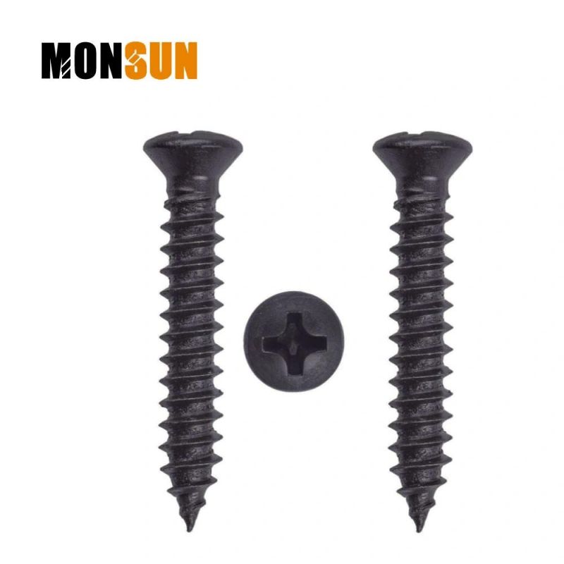 Phillips Drive Oveal Raised Countersunk Head Black Pholsphted Furniture Hinge Tape Screw/Wood Screws