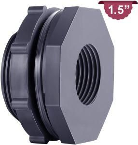PVC Bulkhead Fitting for Rain Barrels, Aquariums, Ponds or Water Tanks