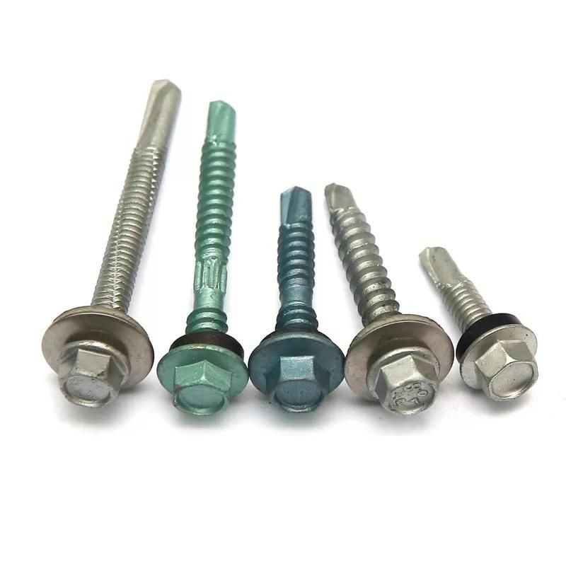 Hex Head Carbon Steel Self Drilling Screws with EPDM Washer