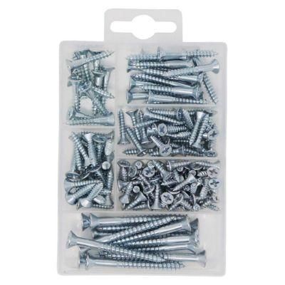 Flat Head Wood Screws Kit, 150 Pieces