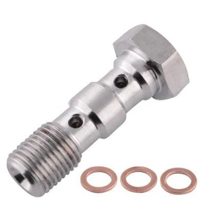 M10*1.0 Chrome Stainless Steel Double Banjo Bolt Brake Fittings Adapter