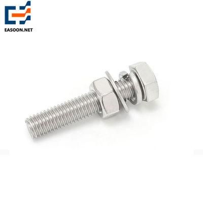 Stainless Steel Screw Hex Head Bolt/Hexagonal Bolt and Nut &amp; Spring Washer Complies with DIN &amp; ANSI Standard DIN 933