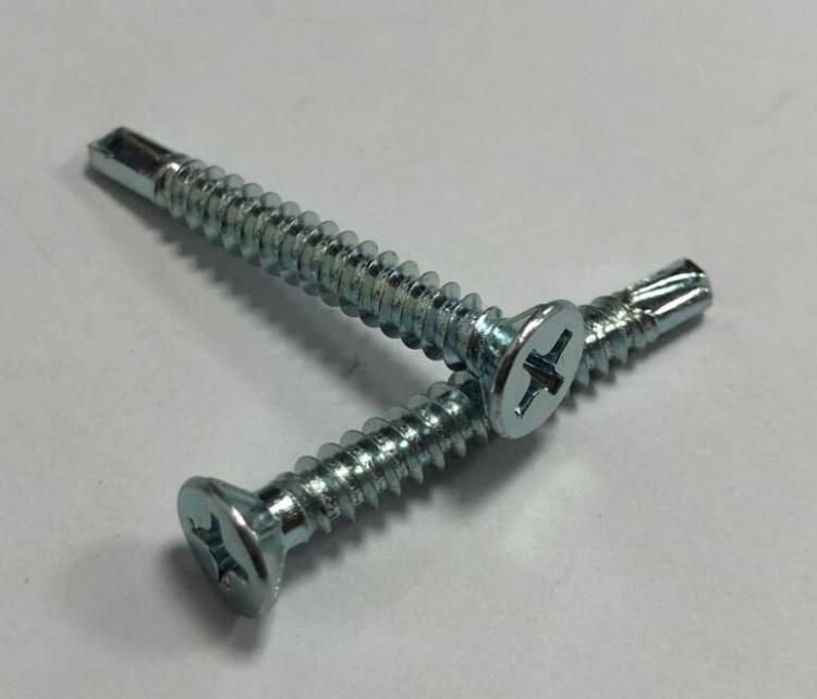 Self-Drill Screw Flat Head with 6 Nibs for PVC Window Zinc Plated
