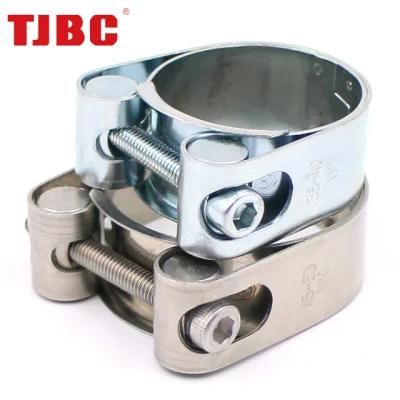 W4 304ss Stainless Steel Heavy Duty Single Bolt Unitary Hose Clamp with Double Layers Robust Bands for Exhaust Pipe, 95-100mm