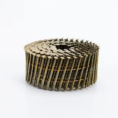 Yellow Coated Diamond Point Screw Shank Coil Nails for Pallet Industry