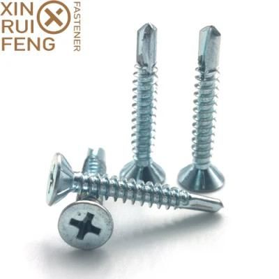 Self Drilling Screw with Ribs Countersunk Head Galvanized Fastener