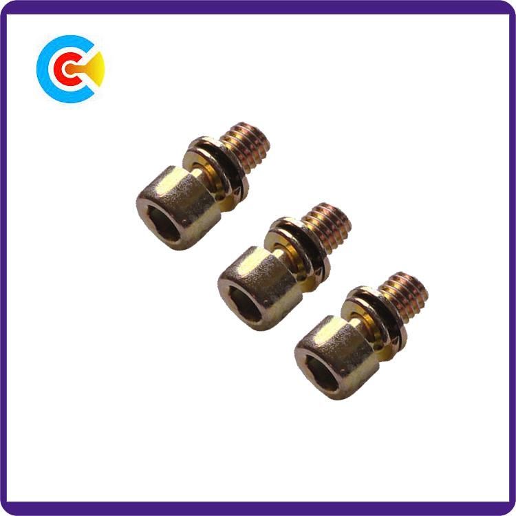 Multicoloured Zinc Carbon Steel/4.8/8.8/10.9 Hexagon Cheese Head Screw with Gasket/Washer