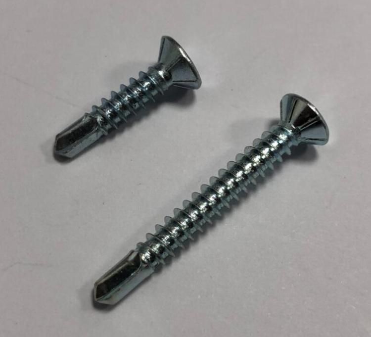 Self-Drill Screw Flat Head with 6 Nibs for PVC Window Zinc Plated