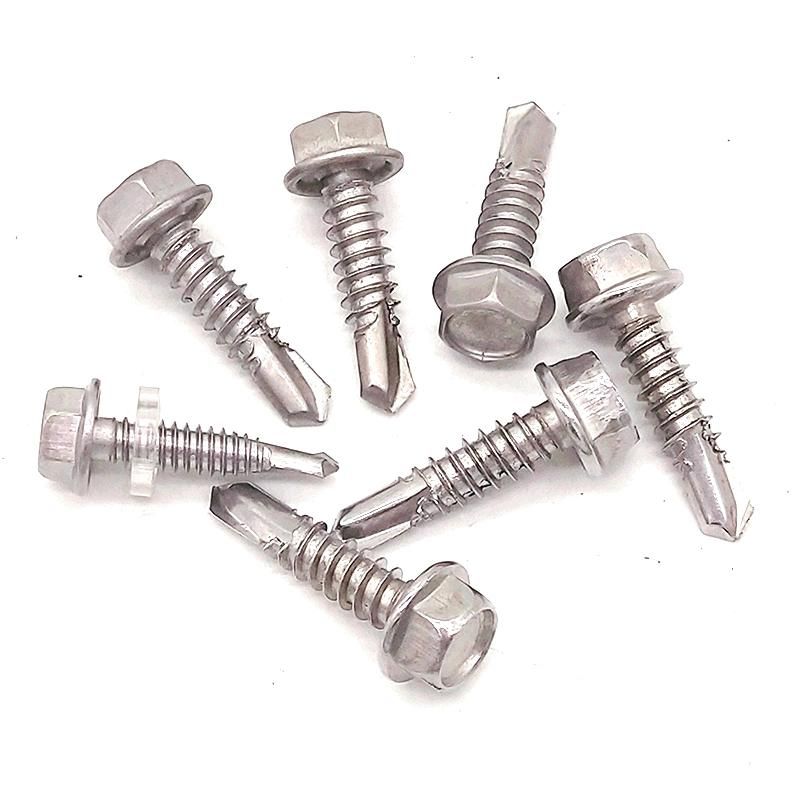 A2-70 A4-80 Factory Direct 410 Stainless Steel External Hexagon Flange Drilling Tail Self Drilling Screw