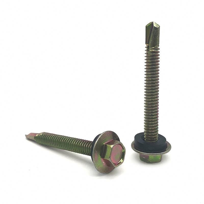 Yellow Zinc Hex Head Self Drilling Screw with Rubber Washer