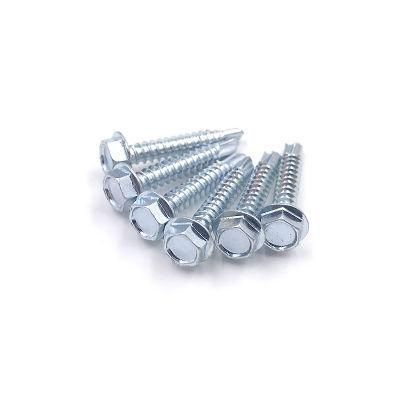 Mixed Stowage Blue-White Zinc Plated Indented Hex Washer Head Self Drilling Screw for Amazon Seller