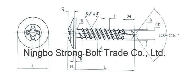 C1022 Steel Harden Self Drilling Screw Hex Washer Head with Bonded Washer T