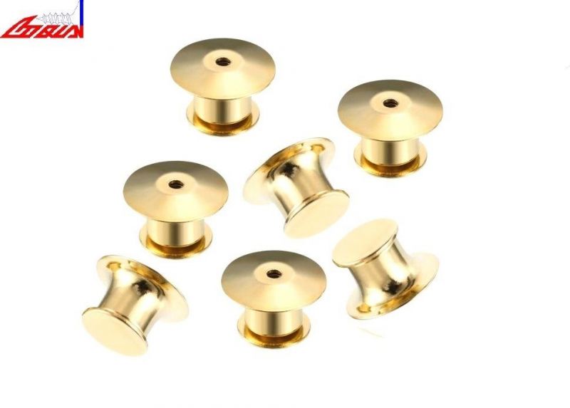 Brass Back Badge Clasp Fastener Locking Flat Head Press Pin Spring Snap Button