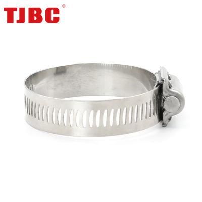 12.5mm Bandwidth Heavy Duty Perforated Worm Drive Adjustable American Type Stainless Steel Hose Clamp for Automobile Hardware, 14-27mm