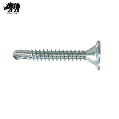 Cross Recessed Flat Head Self Drilling Screws with 4 Nibs Under Head