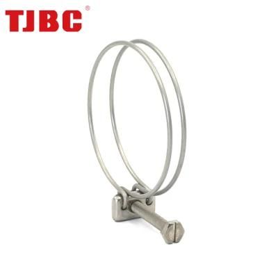 High Quality Pretty Tension Adjustable Galvanized Steel Double Wires Hose Clamp Steel Pipe Clamp Bolt Clamp, 53-58mm