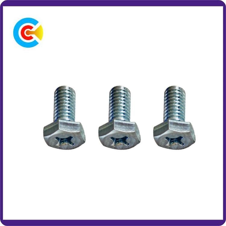 Galvanized M6 Cross Machinery Parts Fastener Hexagon Head Screws