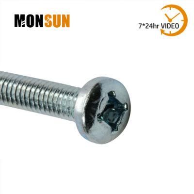 #8 Pan Head with Combi-Cross Square Drive Zinc Plated Steel Machine Thread Cabinet Handle Furniture Screws