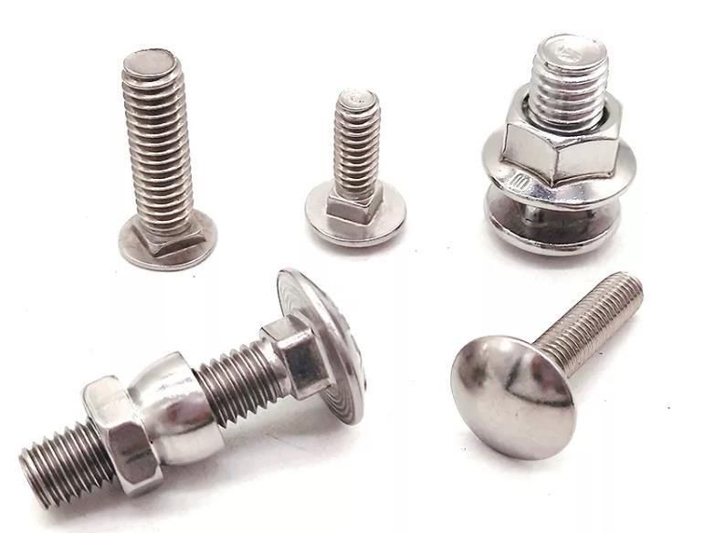 Stainless Steel DIN 603 M 6 M 8 Bolt Flat Round Head Bolt and Nut Flat Head Carriage Bolts
