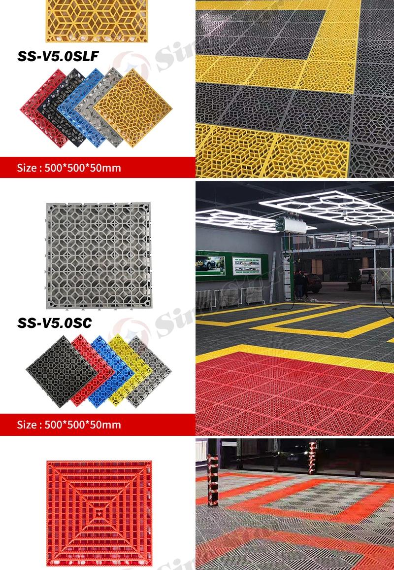 Ss-V1.8pm Sino Star18mm PP Garage Interlocking Floor Tiles Removable Plastic Interlocking Floor Mats for Car Washing