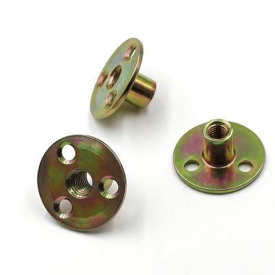 T Nut Fasteners China Manufacture Factory Price Zinc Plated Round Base T Nut Three Brad Hole Tee Nut