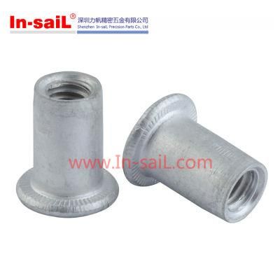 Flat Head Round Body Threaded Insert - Open End
