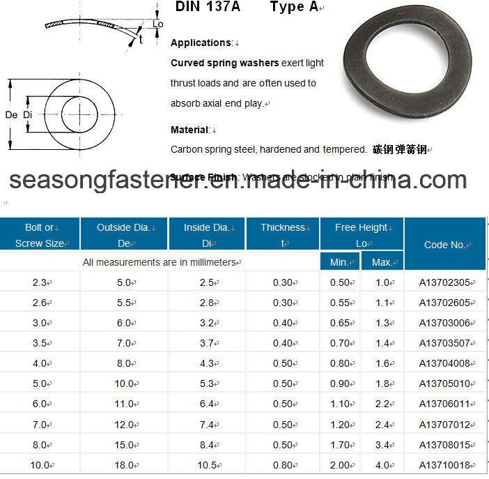 Wave Spring Washer / Curved Spring Washer (DIN137A)