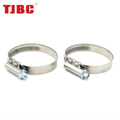 12mm German Type Stainless Steel Worm Drive Hose Clamp Without Welded Housing, Adjustable Non-Perforated Pipe Tube Clip for Automotive, 40-60mm