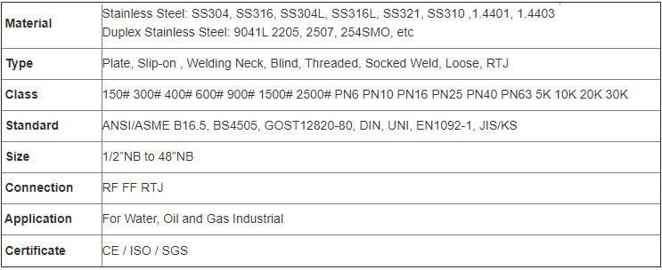 Carbon/ Stainless Steel 304 Class 150lbs Lap Joint Hosee Flanges