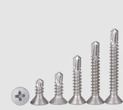 Stainless Steel 18-8 Cross Recessed Head Countersunk Self Drilling Screw