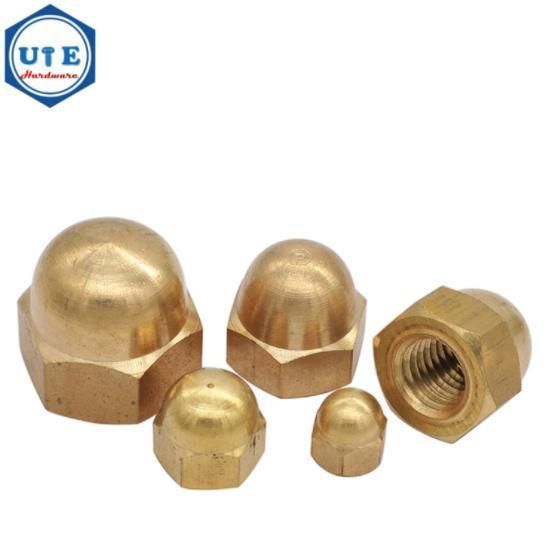 M3 - M12 Motor Parts Brass Decorative Hex Domed Cap Nut DIN1587 Made in China