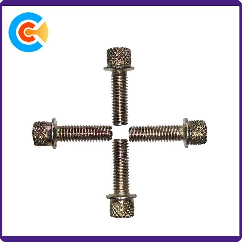 Carbon Steel M6X20 Knurled Screws Full Teeth Screw Galvanized Screw