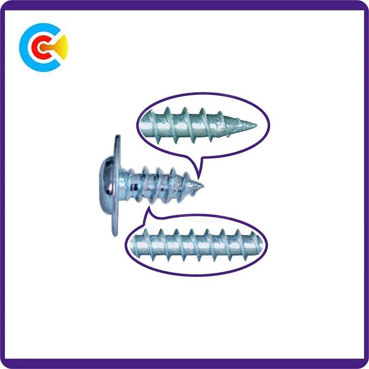 Stainless Steel Galvanized Fastener Phillips/Cross Pan Head Screws with Flange