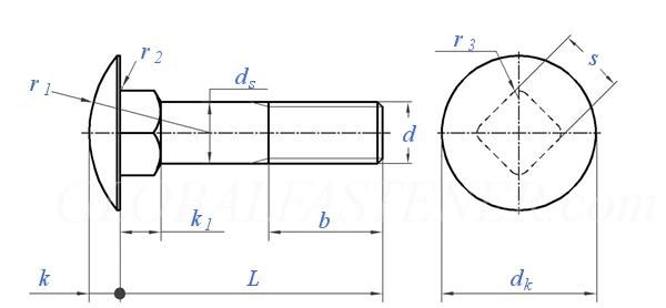 DIN 603 Zinc Coated Mushroom Round Head Square Neck Track Bolt Made in China