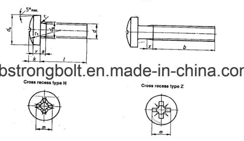 DIN7985 pH Cross Recessed Raised Cheese Head Screw with Zinc Plated