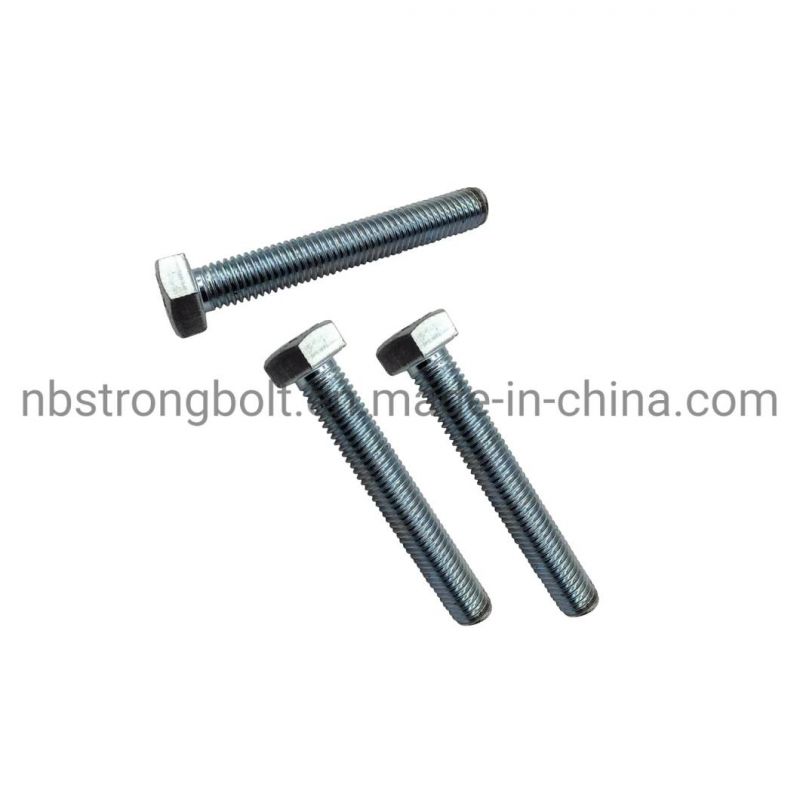 DIN933 Hex Bolt Gr. 8.8 with White Zinc Plated Cr3+ M10X140