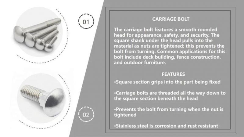 High Quality Mushroom Head Bolt DIN603 Carriage Bolt