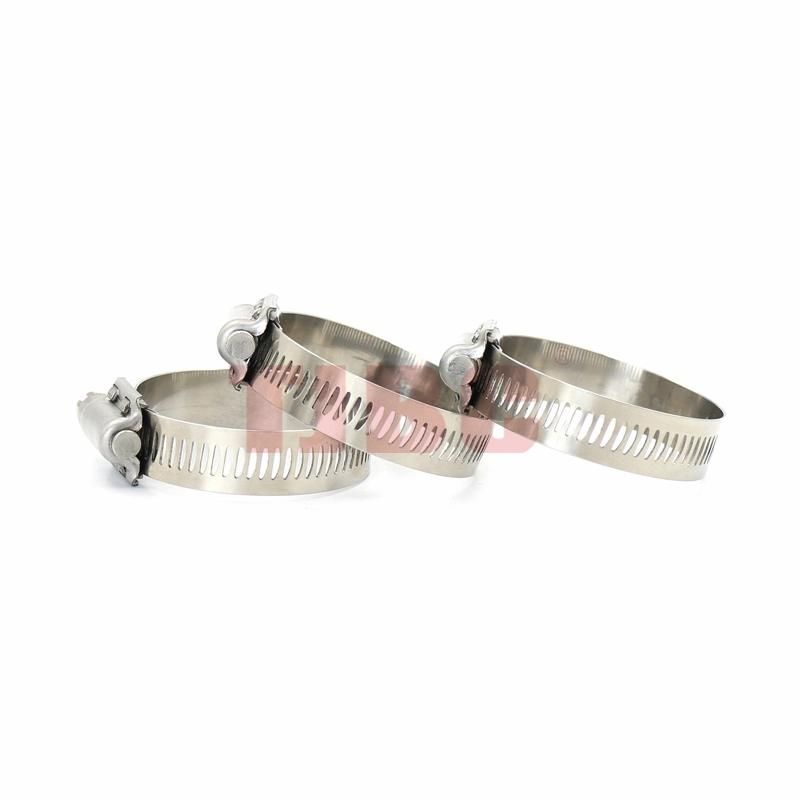 12.5mm Bandwidth Adjustable Perforated Heavy Duty 304ss Stainless Steel Worm Drive American Type Hose Clamp for Automotive, 27-51mm