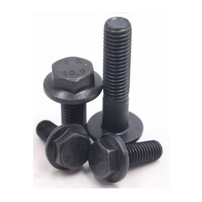 Custom Hardware DIN6921 Grade8.8 Hex Head Flange Bolt Black Zinc Large Flange Bolts and Nut