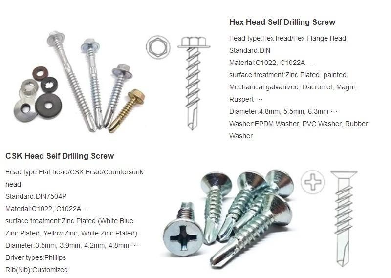 Made in China Hexagon Head Screw Roofing Screw Self Drilling Screw Self Tapping Screw Drywall Chipboard Screw Furniture Screw Machine Screw with EPDM Washer