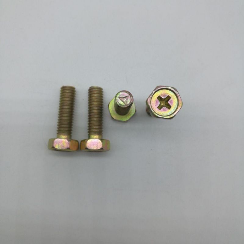 Cross Recessed Hex Bolt Hex Screw with Indentation